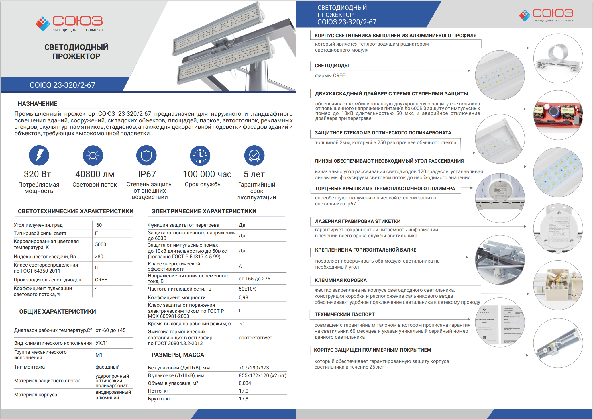 спецификация прожектора 23-320 2-67